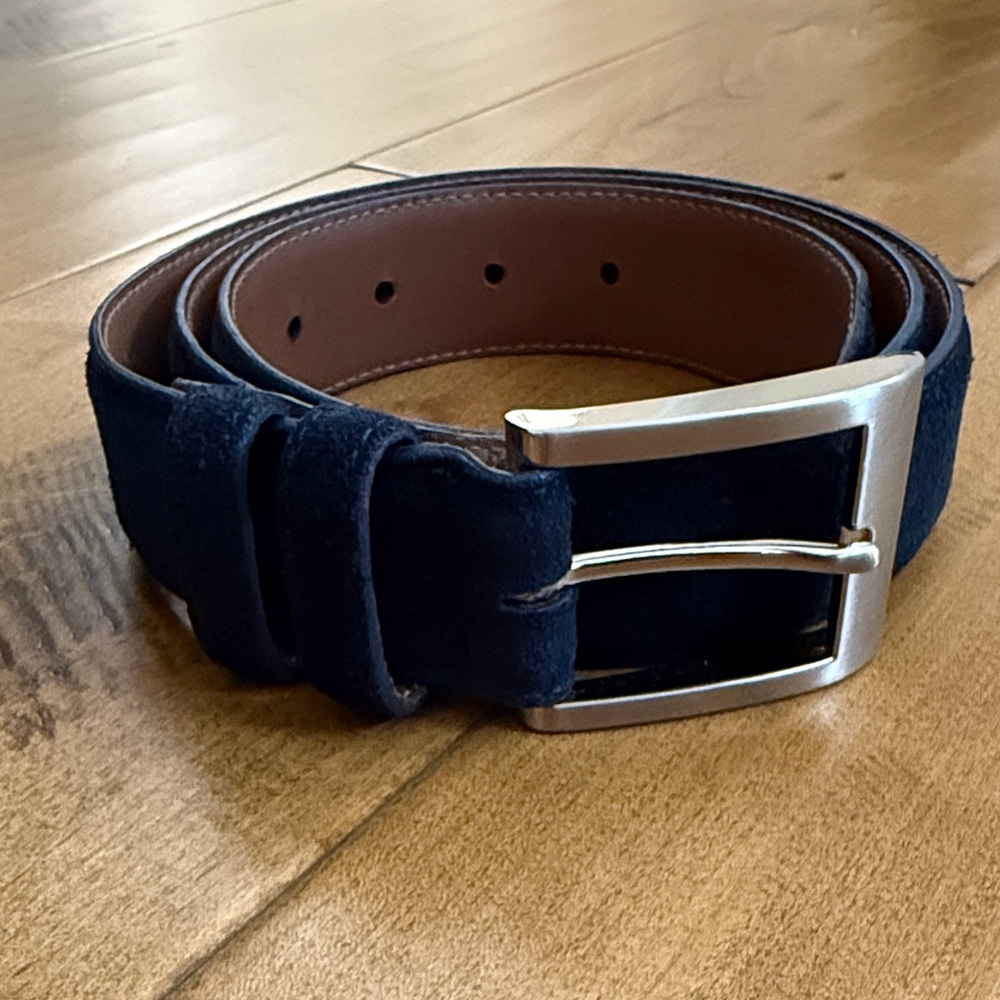 Men's Allen Edmonds Navy Suede Belt